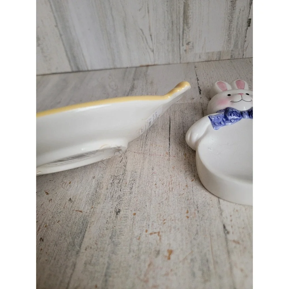 Easter soap dish rabbit chick ceramic unique Easter‎ spring bathroom decor set